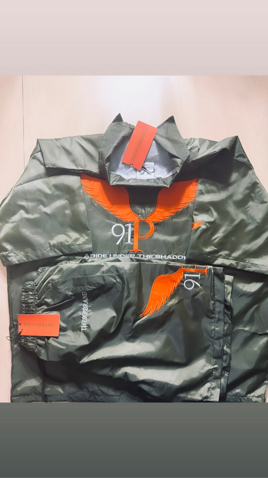 ORANGE X OLIVE GREEN WINDREAKER BIG LOGO SET