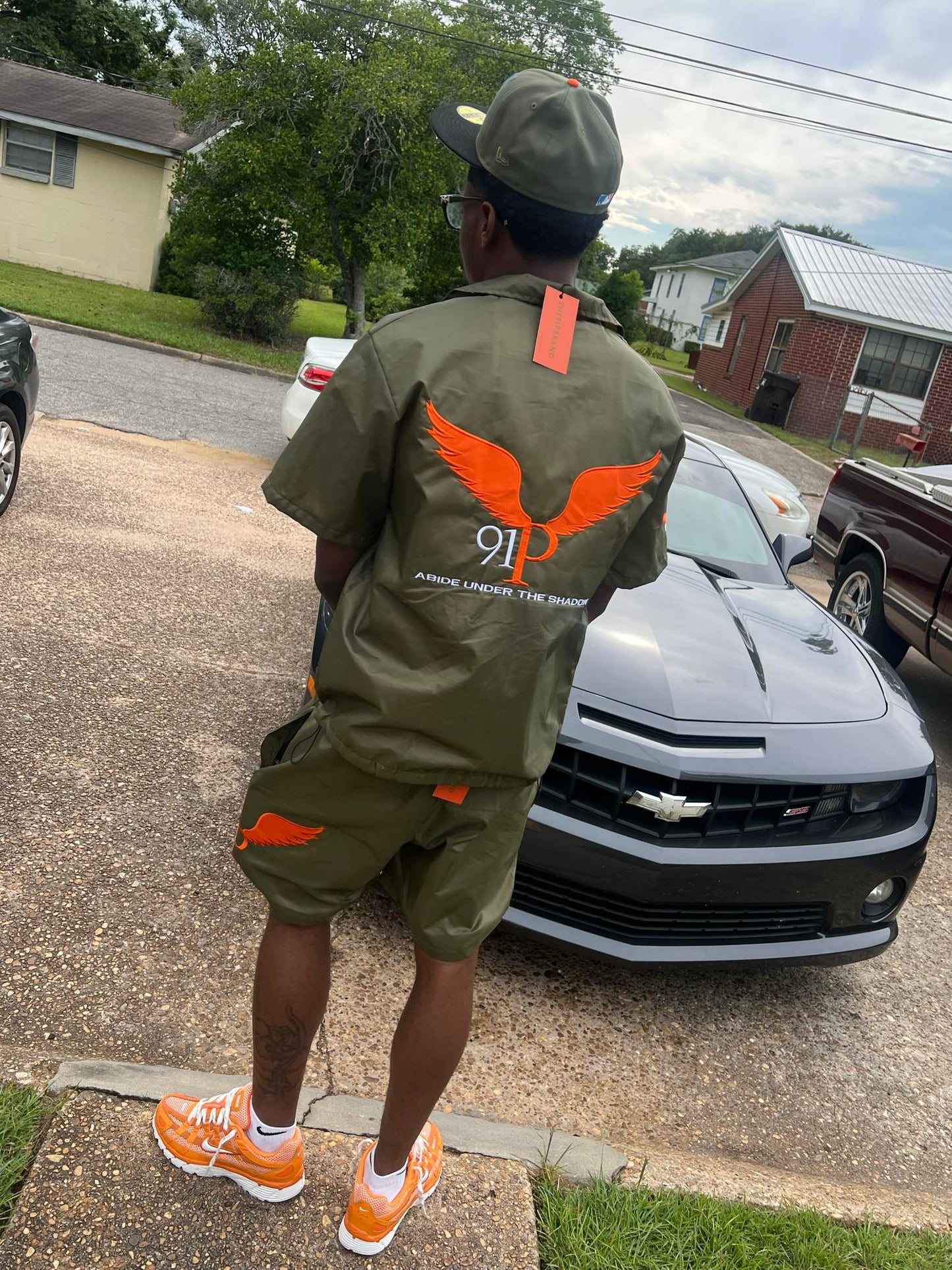 ORANGE X OLIVE GREEN WINDREAKER BIG LOGO SET